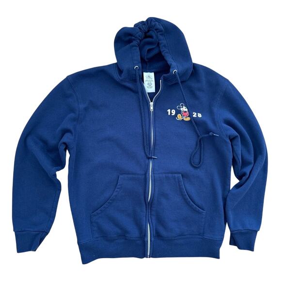 Disney Mickey Mouse Hoodie Men Size Small Full Zip Navy Sweatshirt - Picture 3 of 8